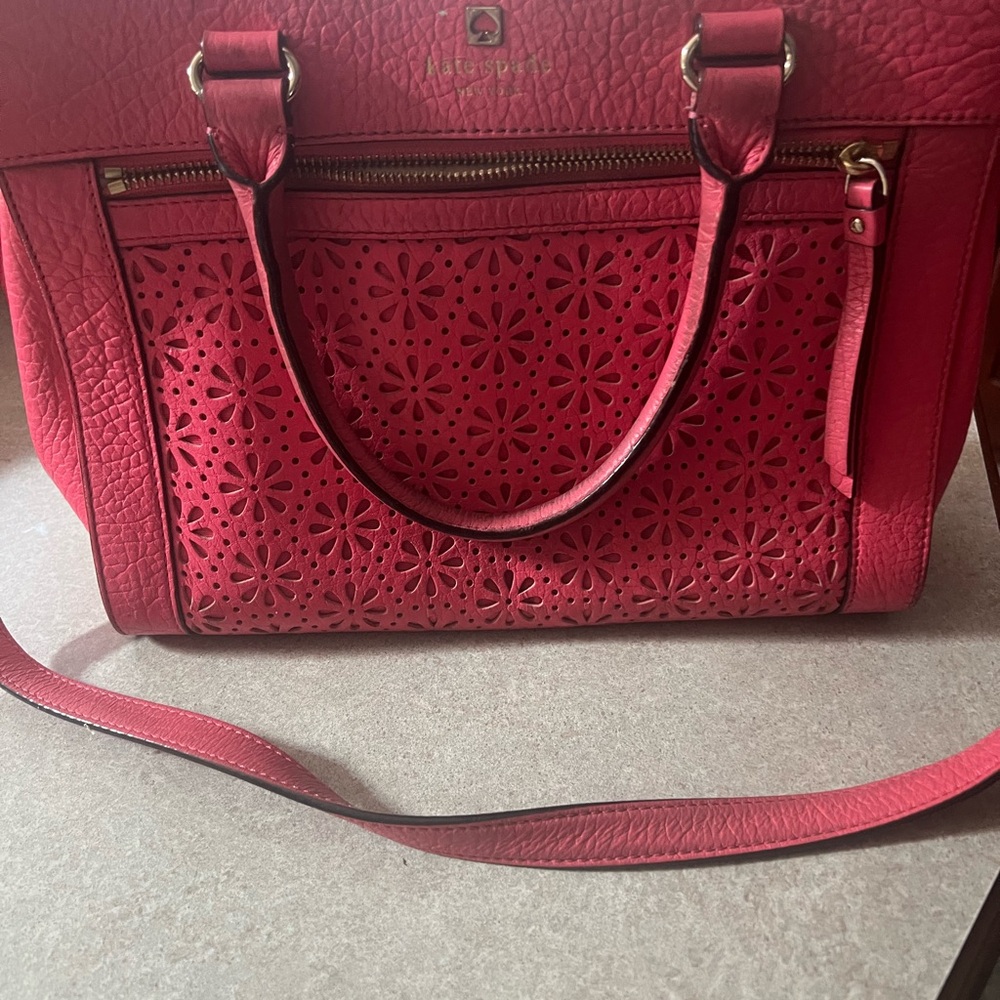 Kate Spade Pink  Floral Cutout Satchel